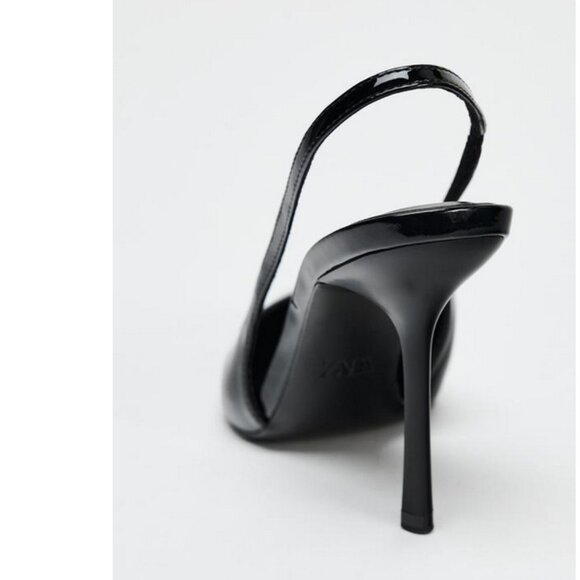 Zara Black Patent Sling Back Pumps, NWT, 7.5 - Picture 2 of 11